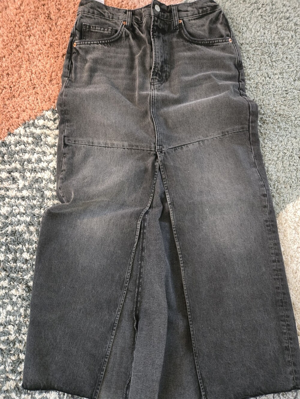 Reformation High-Waisted Skirt in Washed Black Denim